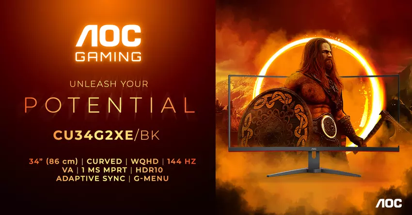 AOC Gaming CU34G2XE/BK - gebogen gamingmonitor met 144Hz verversingssnelheid geprijsd voor £ 299
