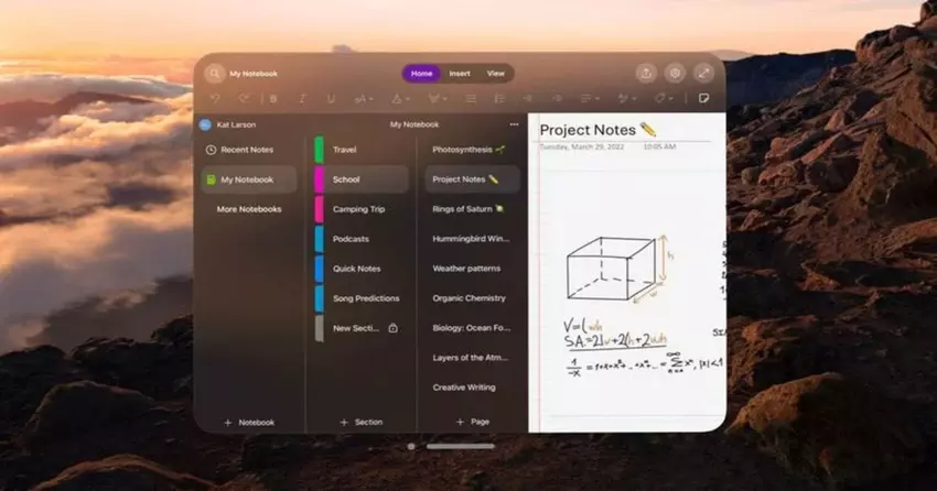Geoptimaliseerde prestaties: OneNote werkt nu op Apple's Vision Pro headset