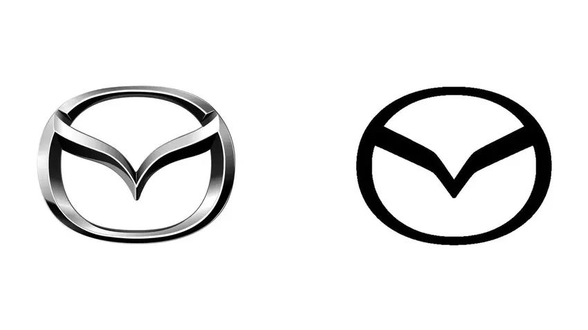 Oude en nieuwe Mazda-emblemen