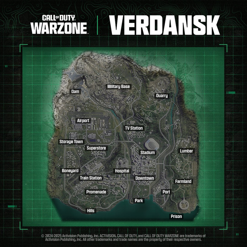 Tactische kaart van Verdansk bijgewerkt