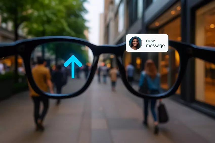 Illustratieve afbeelding van een slimme bril in actie