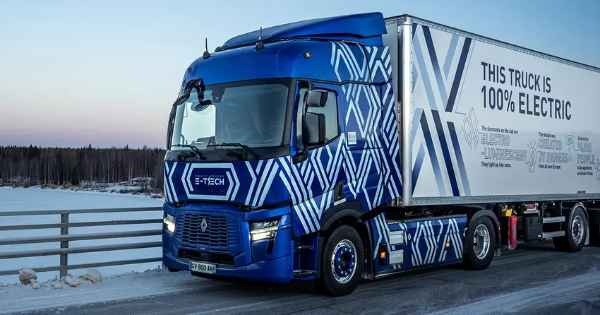 De roadshow werd voltooid bij temperaturen tot -19°C: de elektrische Renault Trucks Diamond Echo-truck legde 23.000 kilometer af door Europa.