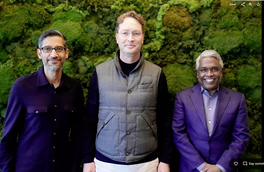 CEO's van Google en Mercedes-Benz op een persconferentie