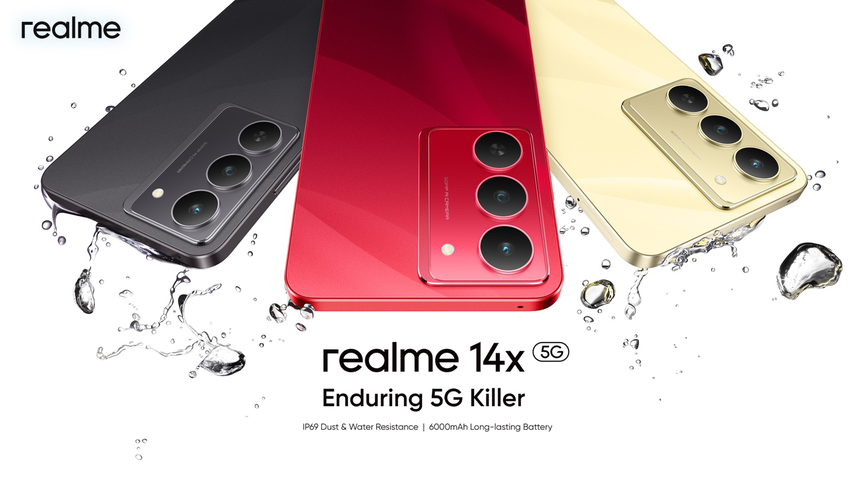 Realme 14x onthuld in India: Mediatek 6300 chip, 6000 mAh batterij, IP69 bescherming en MIL-STD-810H schokbestendigheid