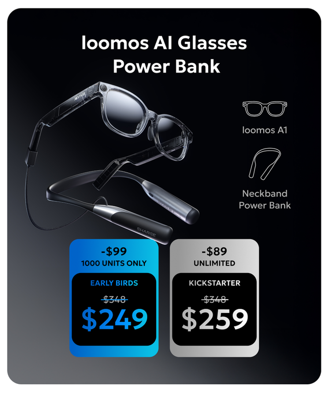 Sharge Loomos bril en nekband Powerbank