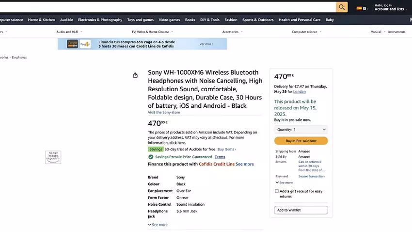 Screenshot van Amazon