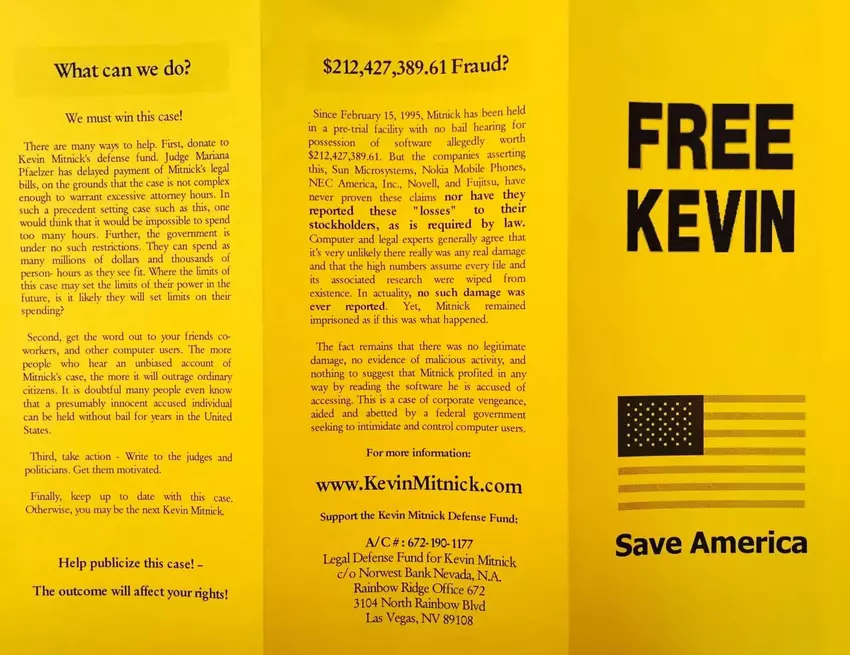 Brochure 'Free Kevin'. Afbeelding: mitnicksecurity.com