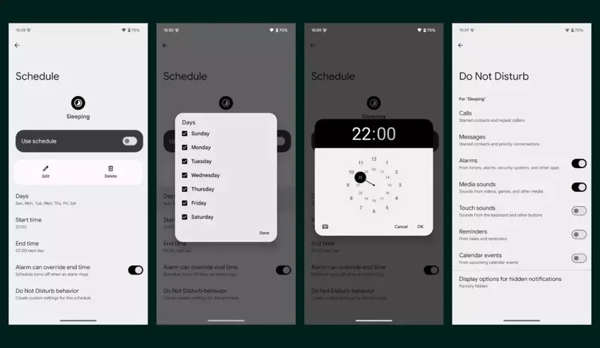 In Android 15 kunnen gebruikers hun eigen schema maken om de Do Not Disturb-modus te bedienen.
