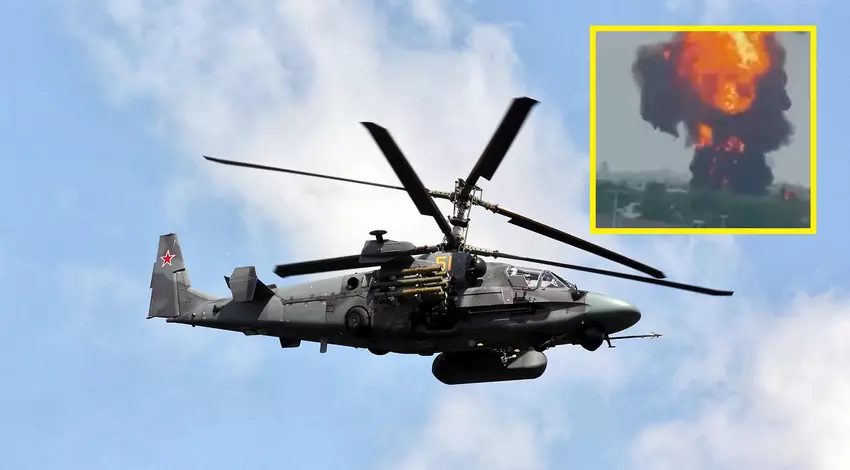 Ka-52 helikopter ontweek een Strela-10 raket en viel een Russisch oliedepot aan in Voronezh
