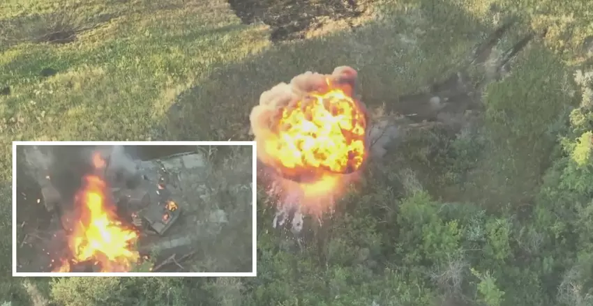 Een FPV drone van $500 vernietigde op spectaculaire wijze een Russische T-90M tank met een waarde van minstens $2,5 miljoen met een precisie treffer.