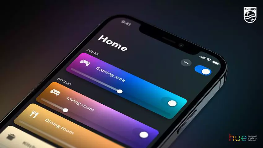 Met de Philips Hue-app kun je het aantal kleuren kiezen voor verloopverlichting in de "Scattered Mode".