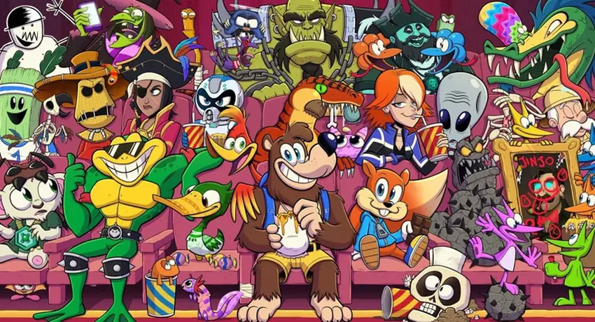 Een dynamische achtergrond voor Xbox gewijd aan Rare-games