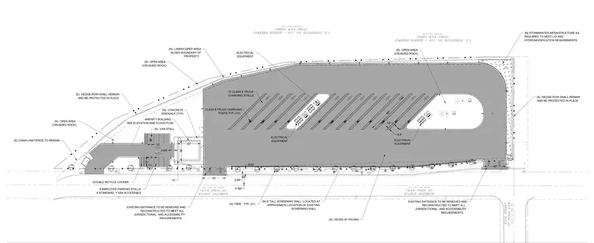 Plattegrond van het openbare Tesla Megacharger-station
