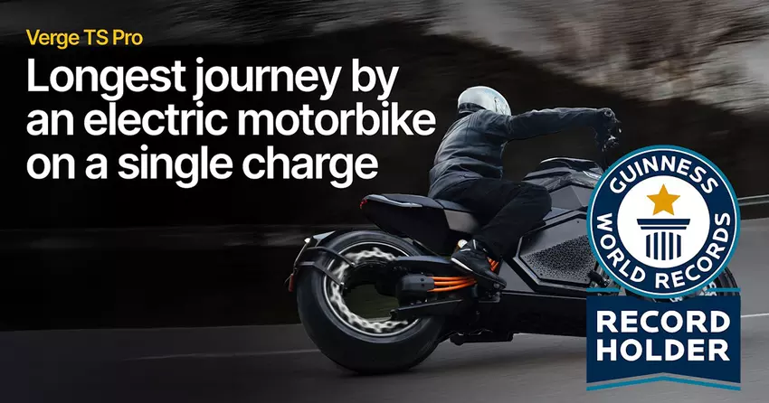 Verge TS Pro elektrische motorfiets stelt bereikrecord op met één volle lading