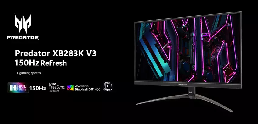 Acer Predator XB283K V3 - 4K gamingmonitor met 150Hz verversingssnelheid en HDMI 2.1 voor de prijs van $500