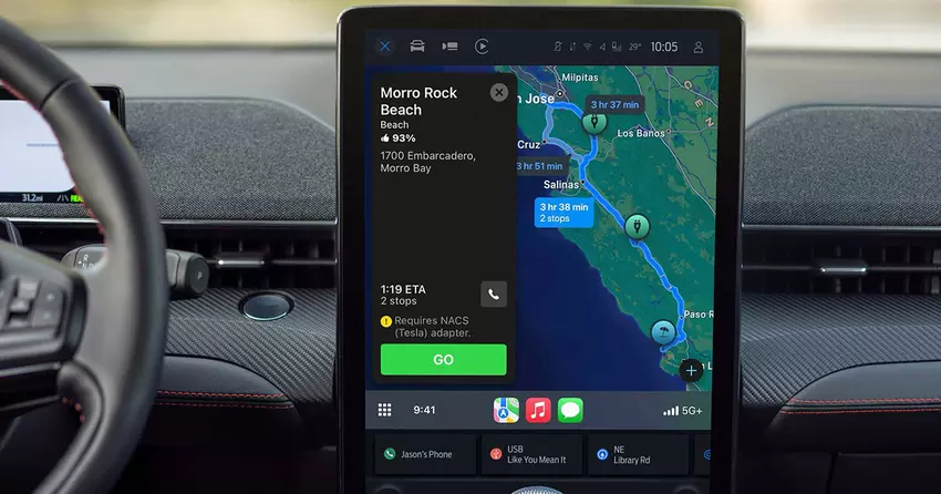 Elektrische auto's van Ford kunnen nu naar Tesla Supercharger stations rijden met Apple Maps op CarPlay