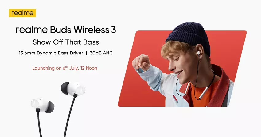 realme onthult Buds Wireless 3 hoofdtelefoon met ANC en Spatial Audio voor minder dan $40 op 6 juli