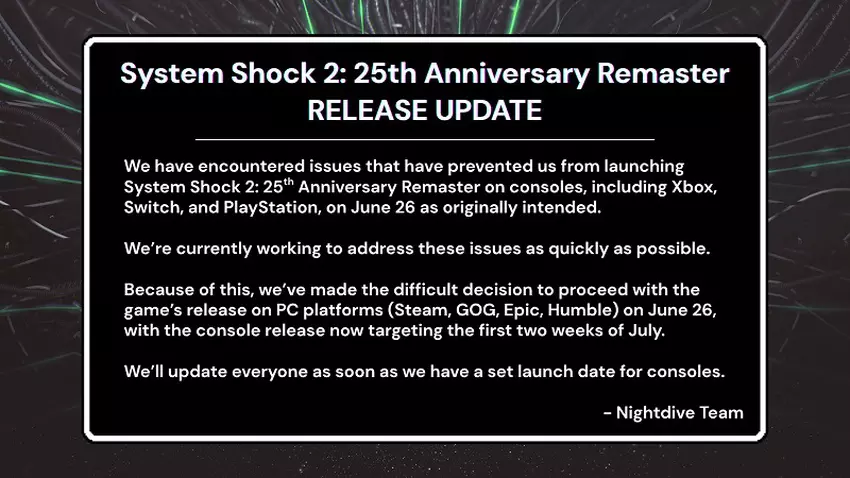 Screenshot van de game System Shock 2: 25th Anniversary