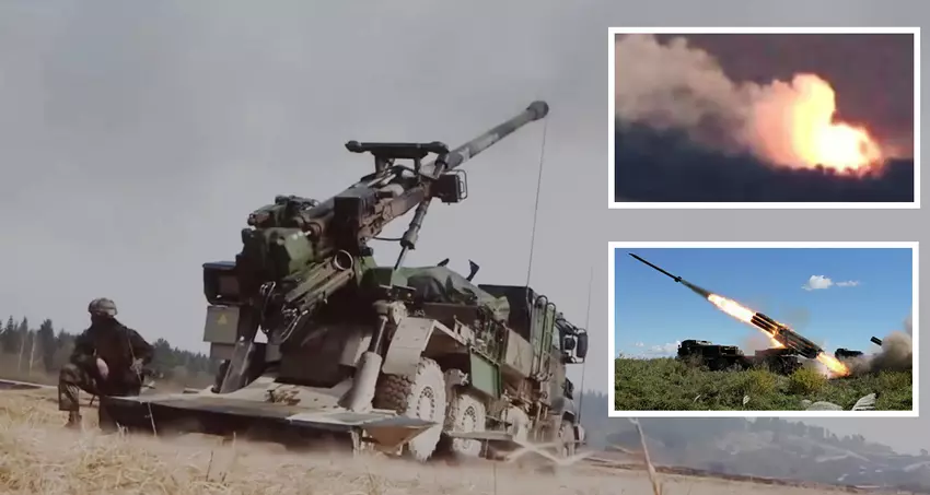 CAESAR houwitser vernietigt nauwkeurig Russisch BM-27 Uragan meervoudig raketlanceersysteem