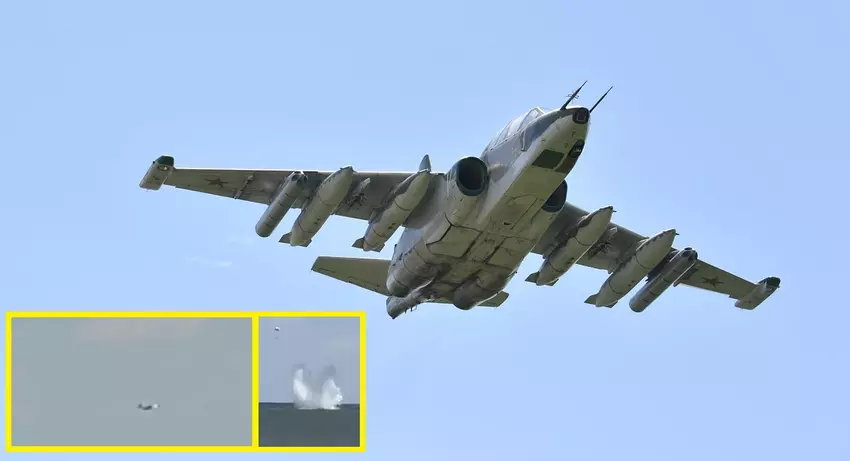 Russisch Su-25 gepantserd aanvalsvliegtuig viel in Zee van Azov door motorstoring (video)