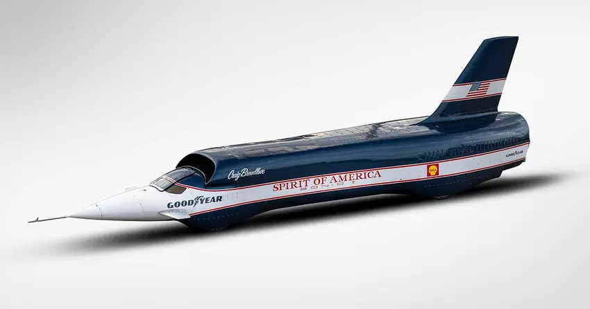 De Spirit of America Sonic I straalauto, die in 1965 bijna 1.000 km/u haalde, werd ter veiling aangeboden.