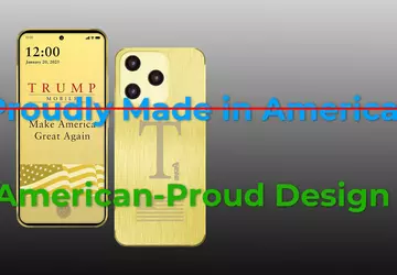 Schandaal. Trump Mobile heeft de inscriptie ...