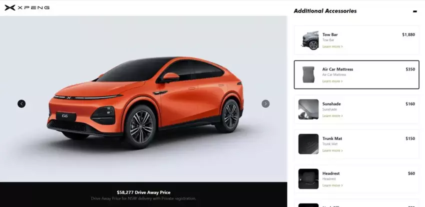 Accessoires voor Xpeng G6 in de online configurator