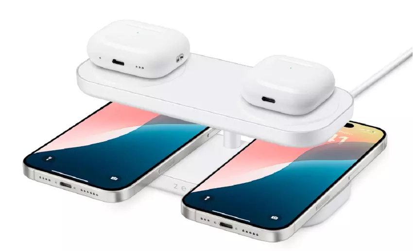 Apple heeft de Quattro Wireless Charger Pro 4 gelanceerd, een dockingstation waarmee je vier gadgets tegelijk draadloos kunt opladen.