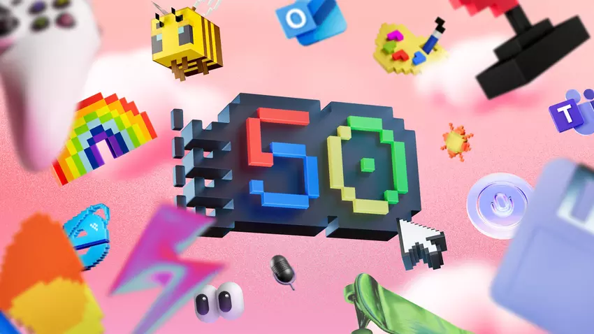 Microsoft heeft een verzameling achtergronden met pc-thema's uitgebracht om de 50e verjaardag van het bedrijf te vieren