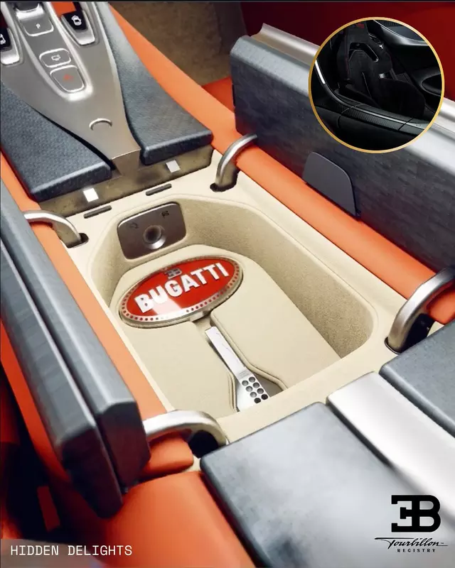 Inhoud van de middenconsole van de Bugatti Tourbillon