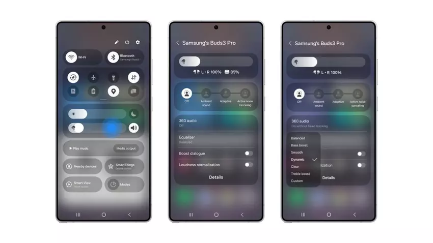 Demonstratie van het nieuwe bedieningspaneel van de Galaxy Buds 3-serie hoofdtelefoons