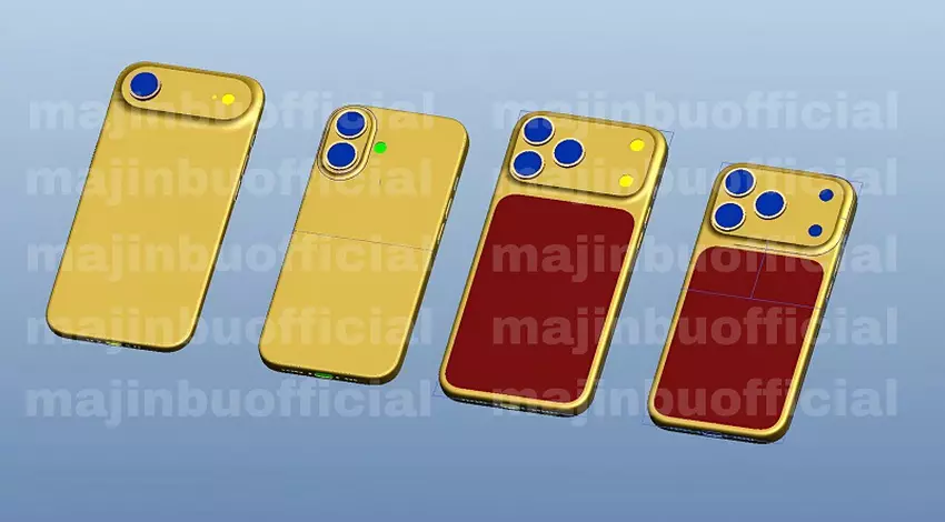 CAD-renderings van vier iPhone 17-modellen door Majin Boo