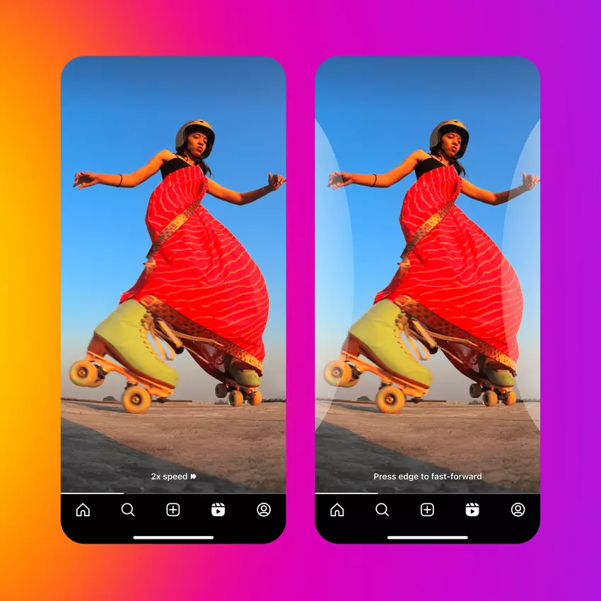 De vooruitspoeloptie voor Reels. Illustratie: Instagram