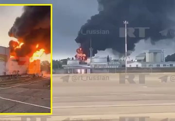 Een onbekende aanvalsdrone heeft een oliedepot ...