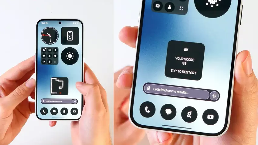 Gameplay in de nieuwe Snake-widget van de Nothing Community Widgets-app