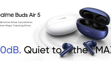 realme Buds Air 5: 12,4 mm drivers, ANC, IPX7-bescherming en tot 38 uur batterijduur voor $39.