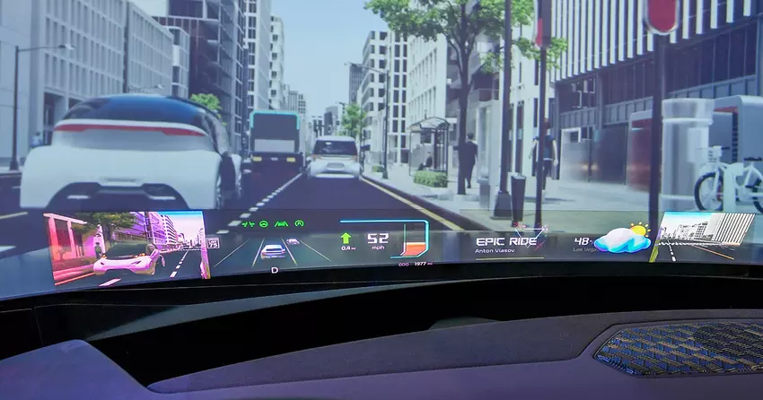 Hyundai Mobis heeft de Kia EV9 onthuld, uitgerust met een "holografische voorruit".