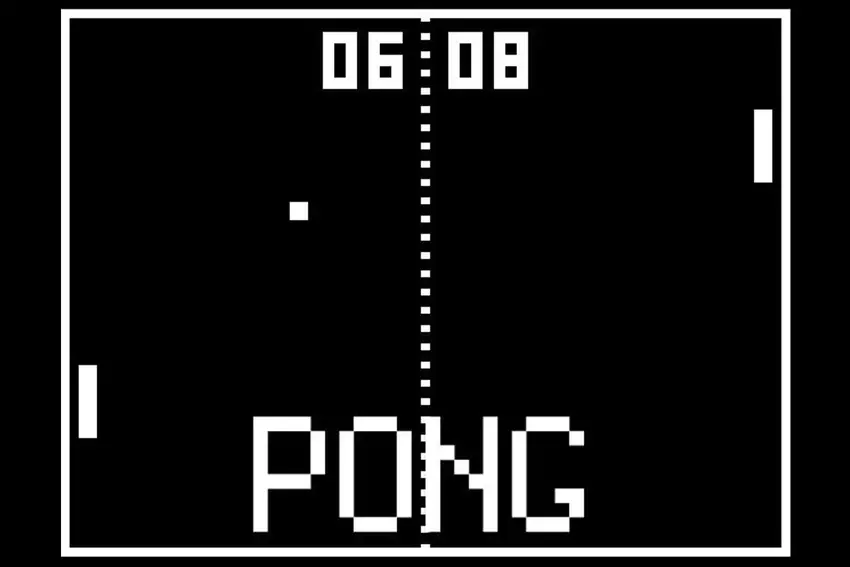 Schermafbeelding van het PONG-spel uit 1971