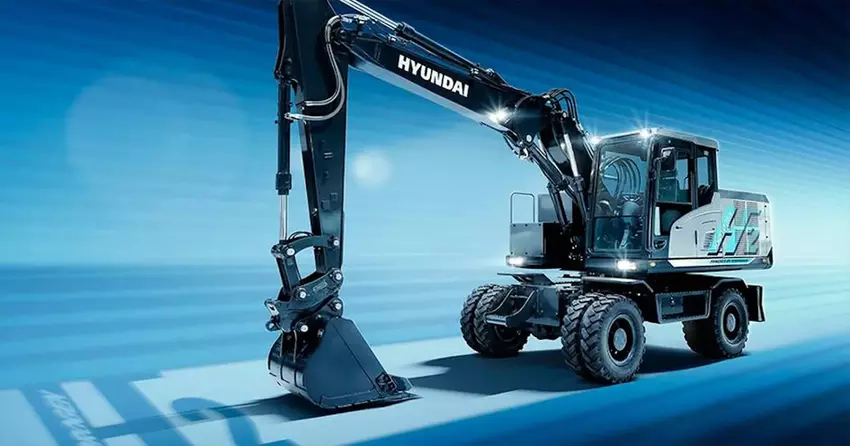 Hyundai onthult een werkend prototype van de waterstofgraafmachine HW155H op de Bauma 2025