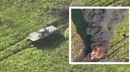 Een Oekraïense FPV drone vloog in een BMP-1 en explodeerde, waardoor het 200.000 dollar kostende infanteriegevechtsvoertuig werd vernietigd.