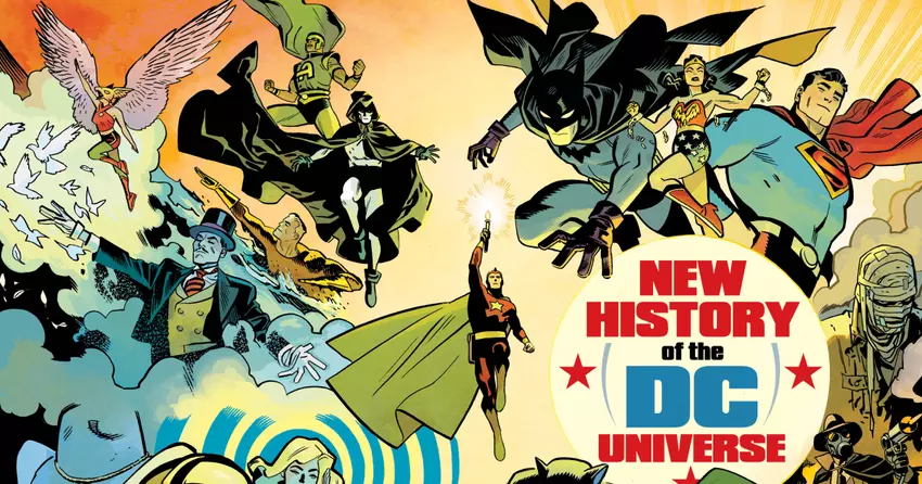 De strip The New History of the DC Universe vertelt de volledige chronologie van het bijna 90 jaar oude superheldenuniversum in vier uitgaven.