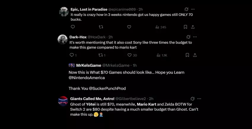 Reactie van spelers op de prijs van Ghost of Yōtei