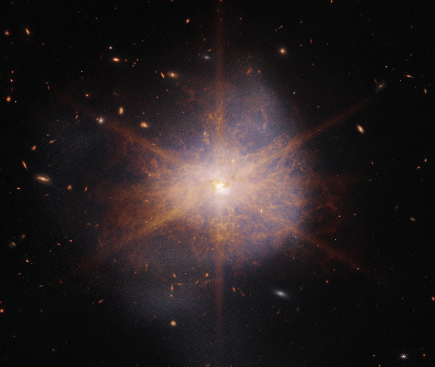 James Webb fotografeerde het infrarood sterrenstelsel Arp 220, dat 1 biljoen helderder is dan de zon.