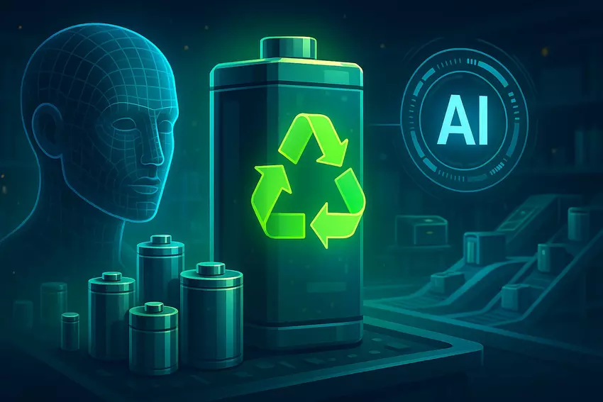 Een illustratief beeld van het gebruik van AI bij de ontwikkeling en recycling van batterijen