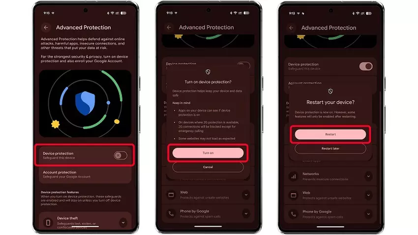 Geavanceerde Bescherming instellingen