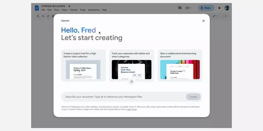 Google begint met testen van de functie "Help me bij het maken" van Gemini in Google Documenten
