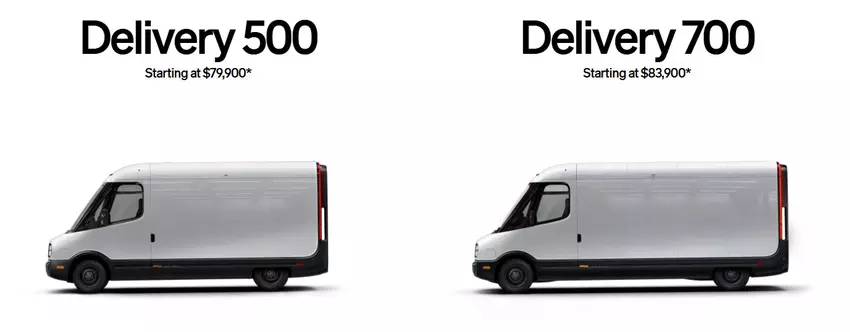 Rivian EDV 500 en Rivian EDV 700 in commercials