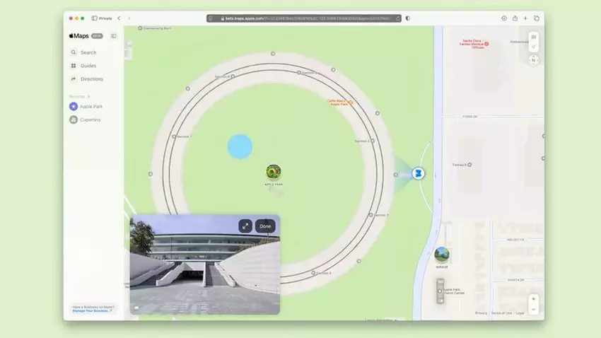 Apple Maps in de webversie ondersteunt nu de functie "Kijk rond" voor het bekijken van straten en oriëntatiepunten