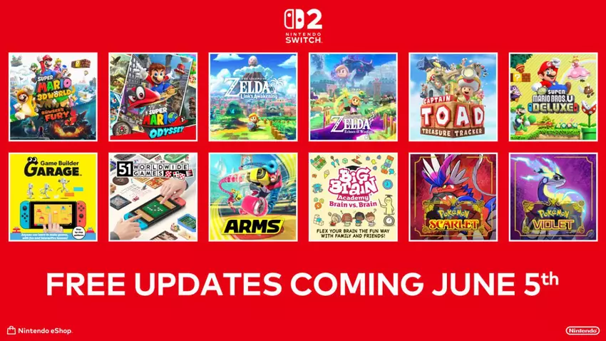 Nintendo biedt kopers van Switch 2 een gratis update voor twaalf van zijn eigen games