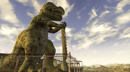 Het iconische standbeeld van Dinky de T-Rex uit New Vegas verschijnt mogelijk in het tweede seizoen van de Fallout-serie